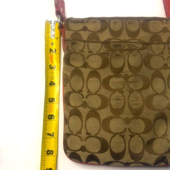 Coach Legacy Signature Swingpack messenger bag adjustable strap brown & Red - Picture 4 of 15